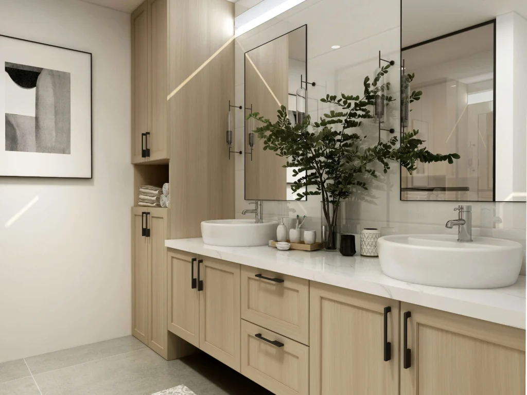 Beautiful vanity and cabinets. This is bathroom renovations Pelham homeowners trust.